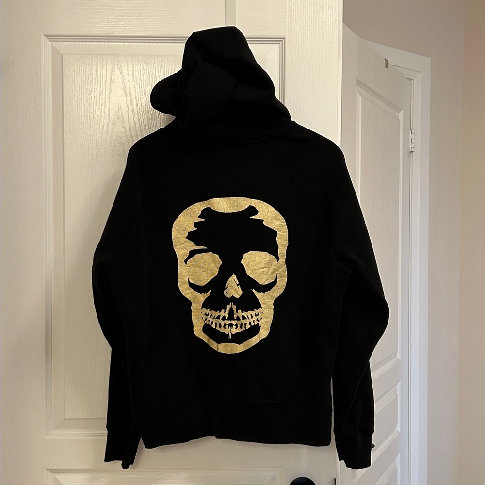 Zadig & Voltaire Classic Black Clipper Skull Foil   Hoodie  size M